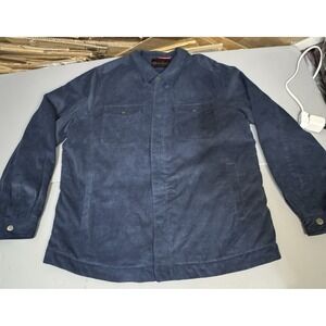 Robert Graham Corduroy Jacket Work Blue Mens XL New Zip Snap Cotton RGF21R12